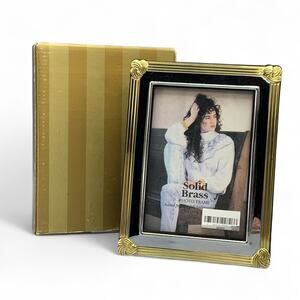 Mervyns Solid Brass Lacquered Picture Frame Mixed Metal Knots Rectangle 5X3 80s